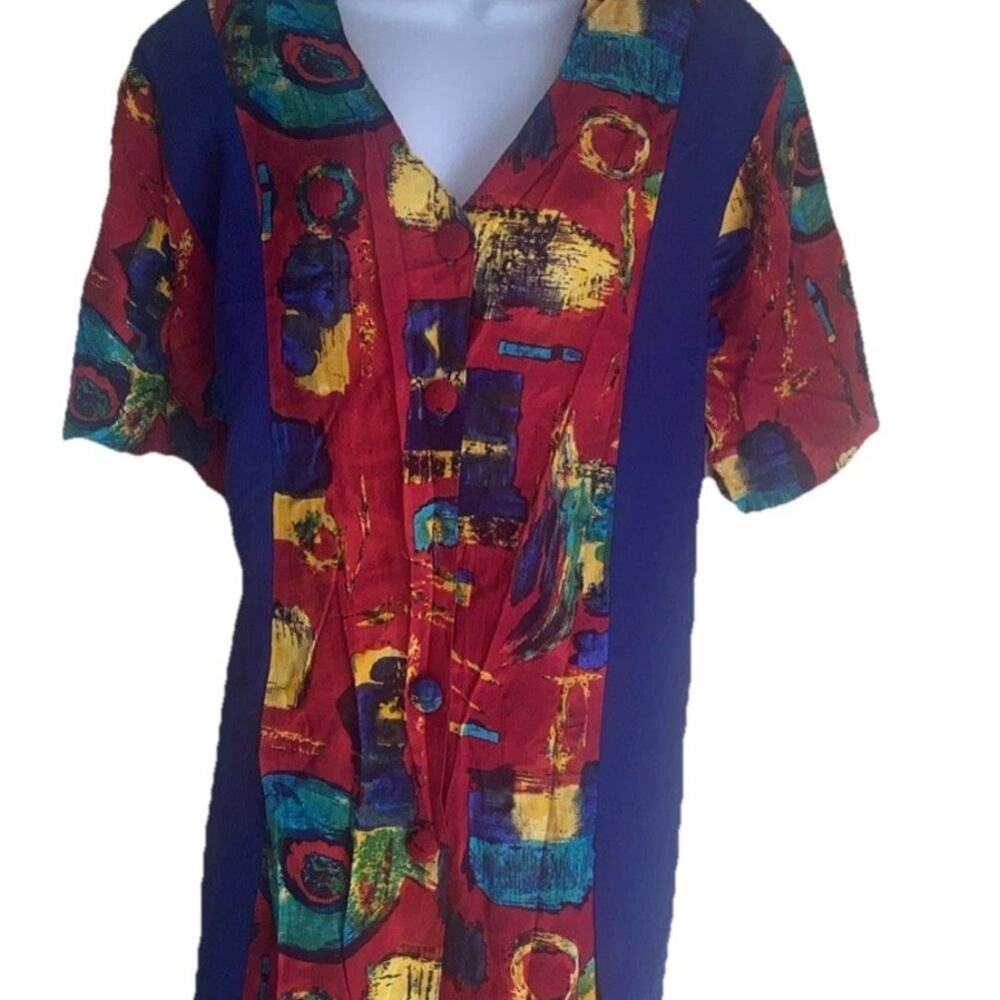 VTG CM Shapes Women Plus 1X Boho Artsy Roomy Button Up Cottagecore Fairy Blouse